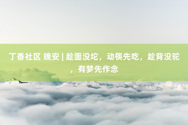 丁香社区 晚安 | 趁面没坨,动筷先吃,趁背没驼,有梦先作念